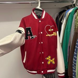 Red varsity jacket